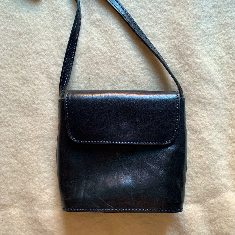 Navy Genuine Leather Crossbody Purse | Made in Italy